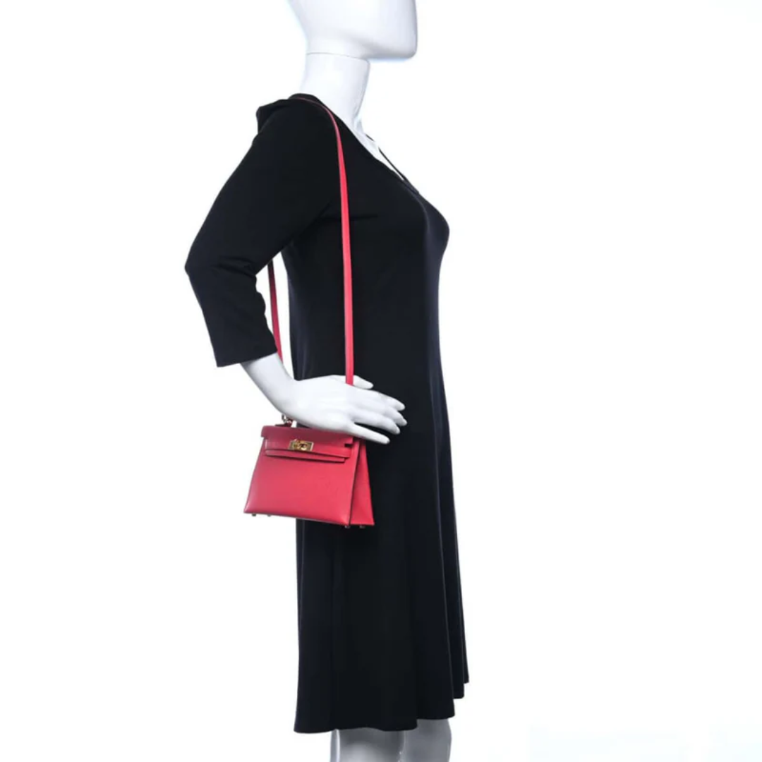 Tasche 20 Kly mit Goldbeschlägen in Rosa