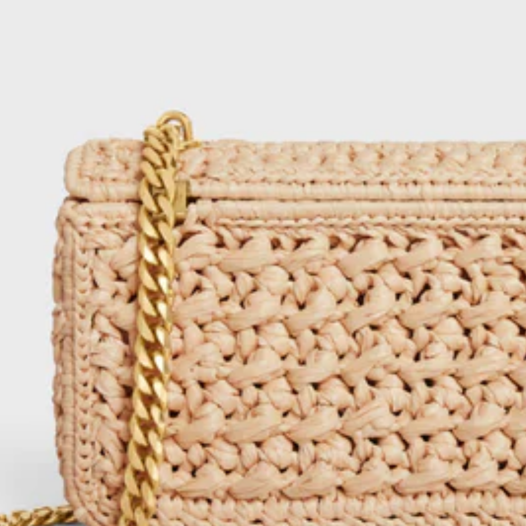 Bag Cl. Shoulder with Chain in Raffia Woven Effect
