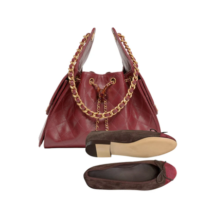 Tasche 25 Bordeaux & Ballerina-Flats – CH