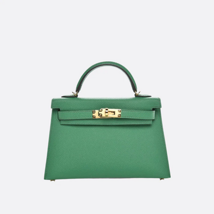 Tasche 20 Kly mit Goldbeschlägen in Grün