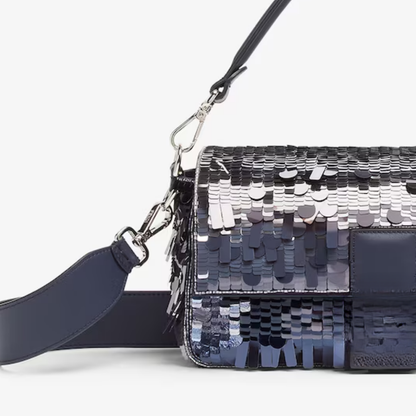 Tasche Blau Pailletten & Leder – Fnd Bgtt