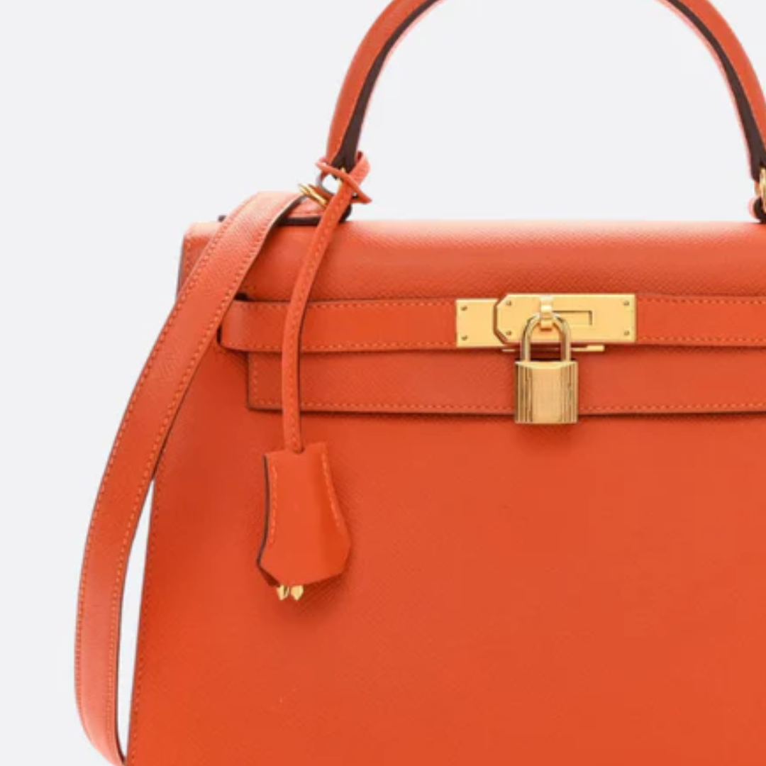 Tasche 25 Kly mit Goldbeschlägen in Orange