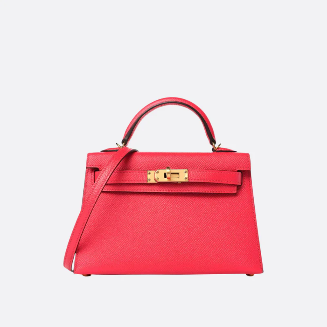 Tasche 20 Kly mit Goldbeschlägen in Rosa