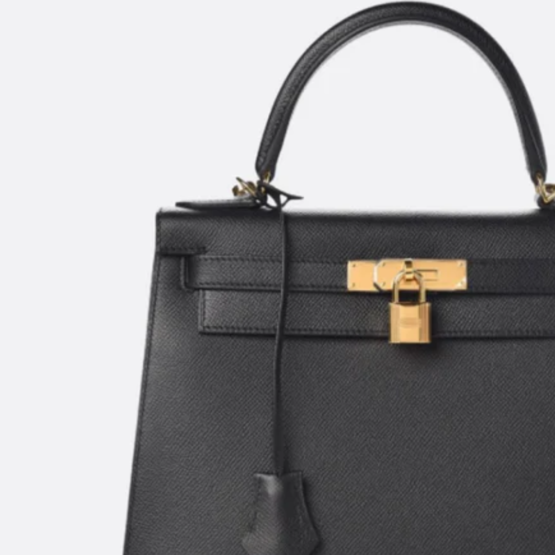 Tasche 25 Kly mit Goldbeschlägen in Schwarz