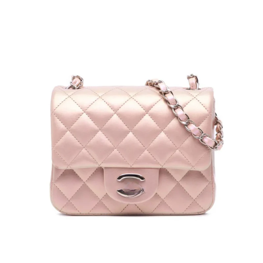 Tasche Classic Flap Mini Rosa Lammleder Gold – CH