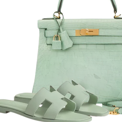 Tasche Kly 28 Vert Alligator & Sandalen Grün – Hms