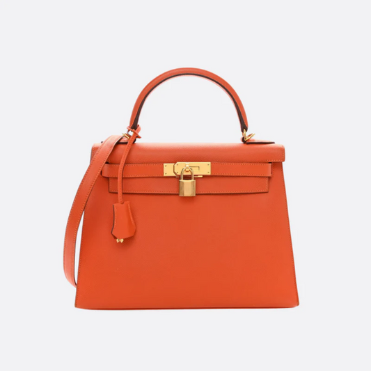 Tasche 25 Kly mit Goldbeschlägen in Orange