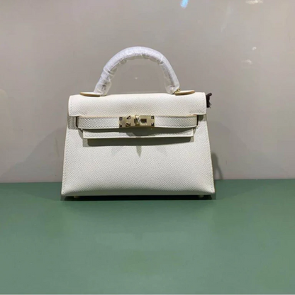 Tasche 20 Kly mit Goldbeschlägen in Cremeweiß