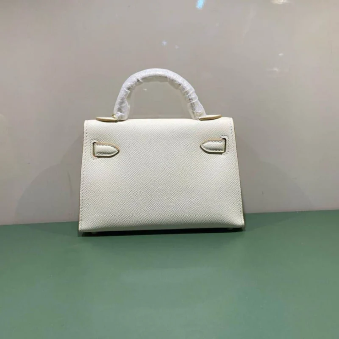 Tasche 20 Kly mit Goldbeschlägen in Cremeweiß