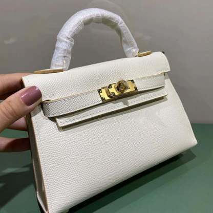 Tasche 20 Kly mit Goldbeschlägen in Cremeweiß