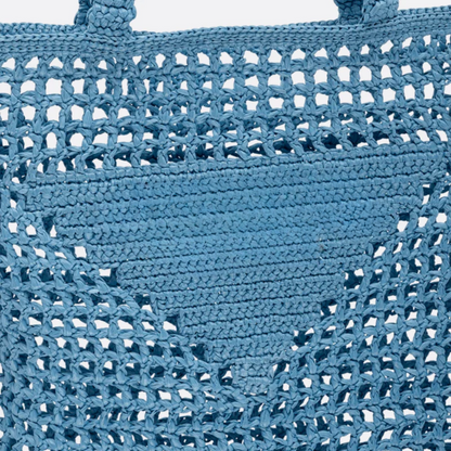 Tasche Prd Shopper aus Raffia mit Geflochtenem Logo – Blau