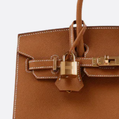 Tasche 25 Brk HSS Cr / GryTr aus Tg-Leder mit gebürsteten Goldbeschlägen