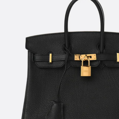 Tasche 25 Brk mit Goldbeschlägen in Schwarz