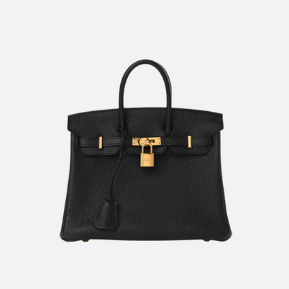 Tasche 25 Brk mit Goldbeschlägen in Schwarz