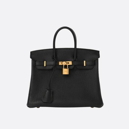 Tasche 25 Brk mit Goldbeschlägen in Schwarz