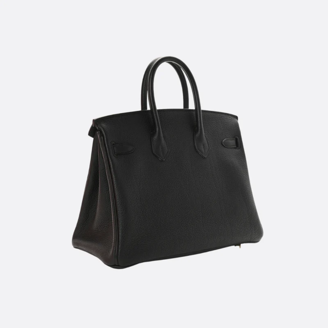 Tasche 25 Brk mit Goldbeschlägen in Schwarz