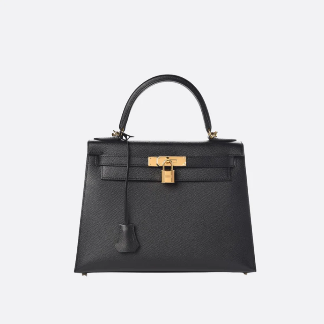 Tasche 25 Kly mit Goldbeschlägen in Schwarz